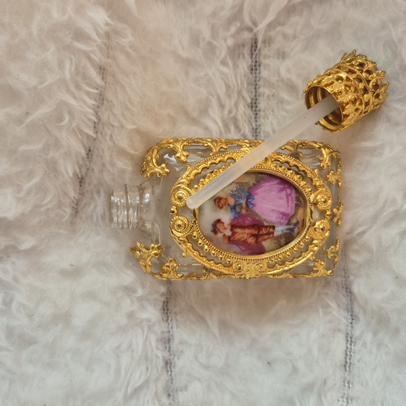 Vintage Pink Lefton Gold Gilded Capodimonte Perfume Bottle - Picture 8 of 8